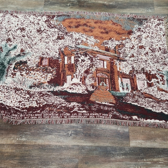 VINTAGE Gone With The Wind Jacquard Throw "Scarlett At Tara” Cotton Chatham - Picture 2 of 7